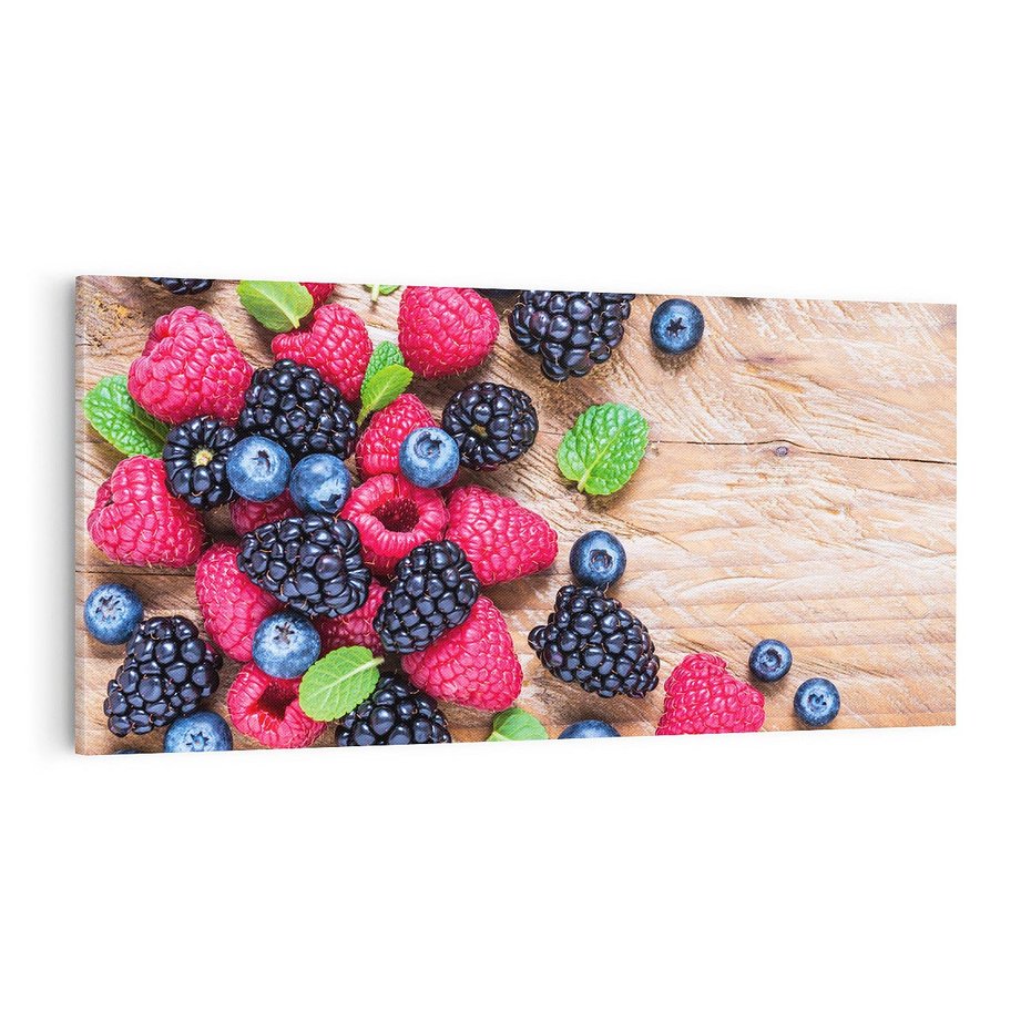 Obraz na płótnie 100x50 - Smak malin i borówek - owoce, leśne