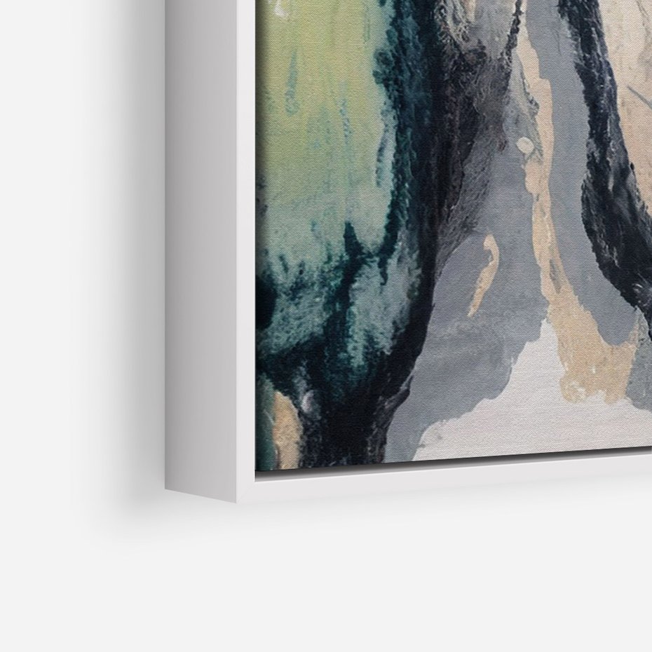 Obraz w ramie 50x70 - Sfumowane zmysły artysty - rozmyte kolory, zieleń - rama biała