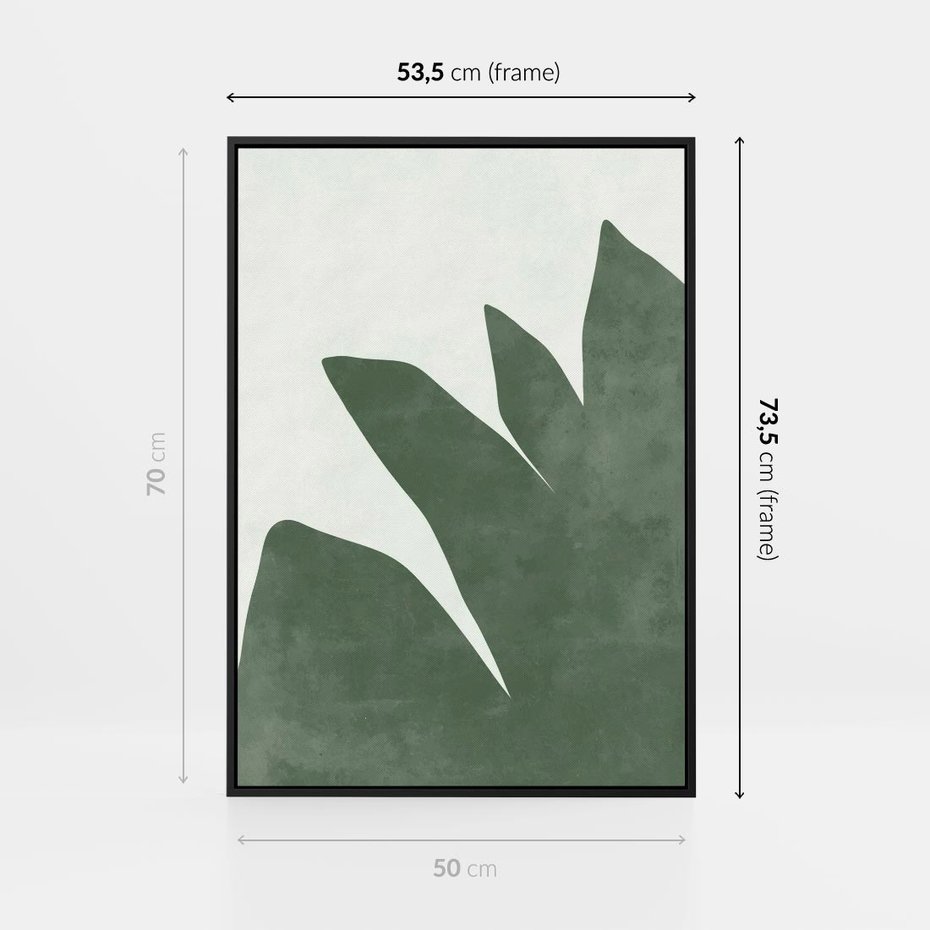 Obraz w ramie 50x70 - Oaza Harmonii - abstrakcyjny kształt, zielony plakat - rama czarna