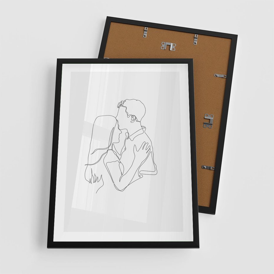 Plakat w ramie 50x70 - Bezgraniczne Przenikanie - para zakochanych, kobieta i mężczyzna - rama czarna