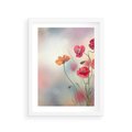 Plakat w ramie 30x40 - Urok natury - kwiaty, akwarela - rama biała