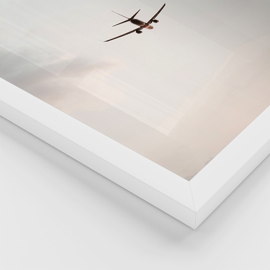 Zestaw obrazy w ramie 50x70 galeria - Podróż, wakacje, samolot, typografia - rama biała