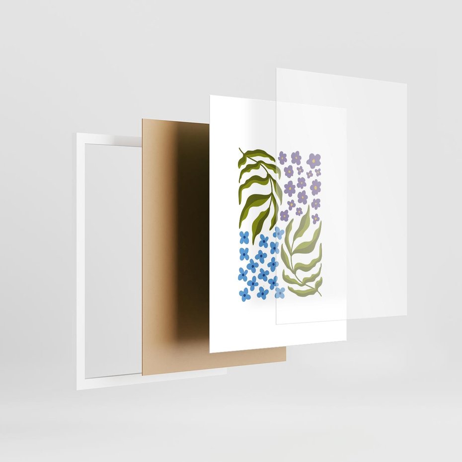 Plakat w ramie 50x70 - Księga Kształtów Bez Granic - kwiaty, sztuka nowoczesna - rama biała