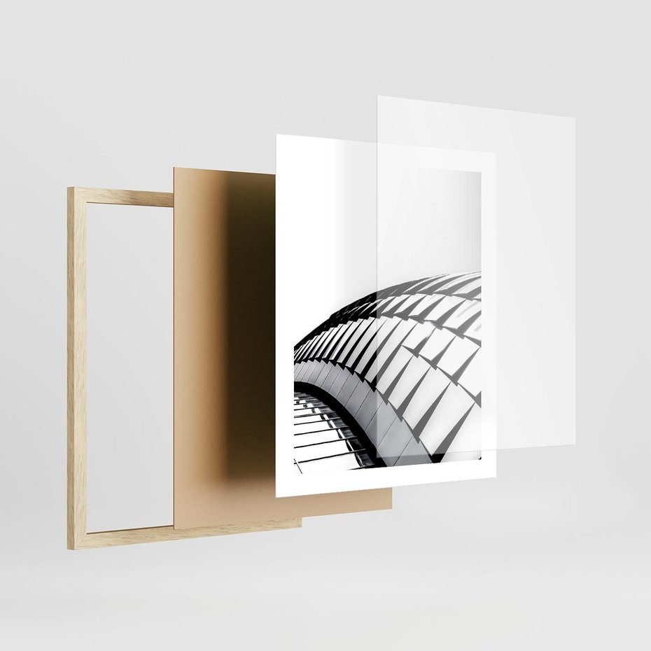 Plakat w ramie 40x50 - Dynamiczne Kształty - architektura, obłe kształty - rama drewno