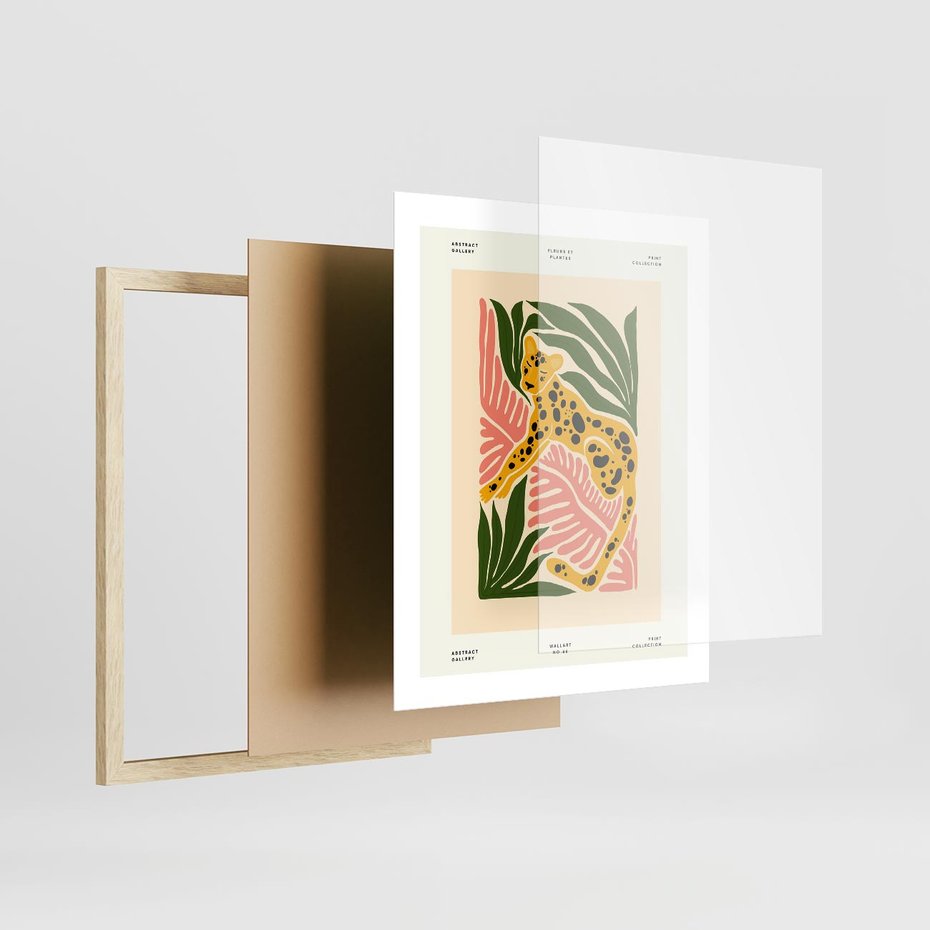 Plakat w ramie 40x50 - Rozkwitające Odbicia - nowoczesny plakat, gepard - rama drewno