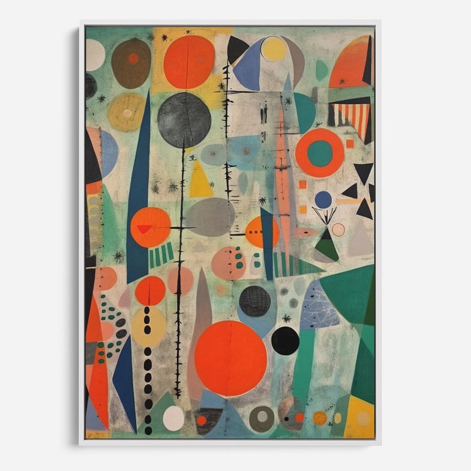 Obraz w ramie 70x100 - Wewnętrzne Zagadki Kształtów - abstrakcyjny obraz, sztuka abstrakcji - rama biała