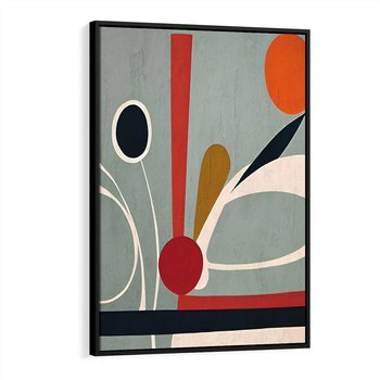 Obraz w ramie 50x70 - Harmonia Kolorowych Impulsów - abstrakcyjny obraz olejny, dziwne formy - rama czarna