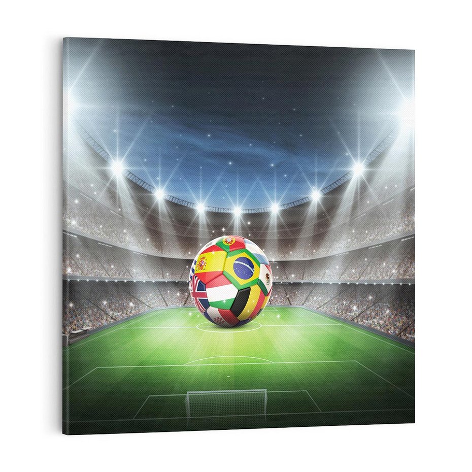 Obraz na płótnie 70x70 - Piłka nożna na stadionie: Pasja sportu - stadion, piłka