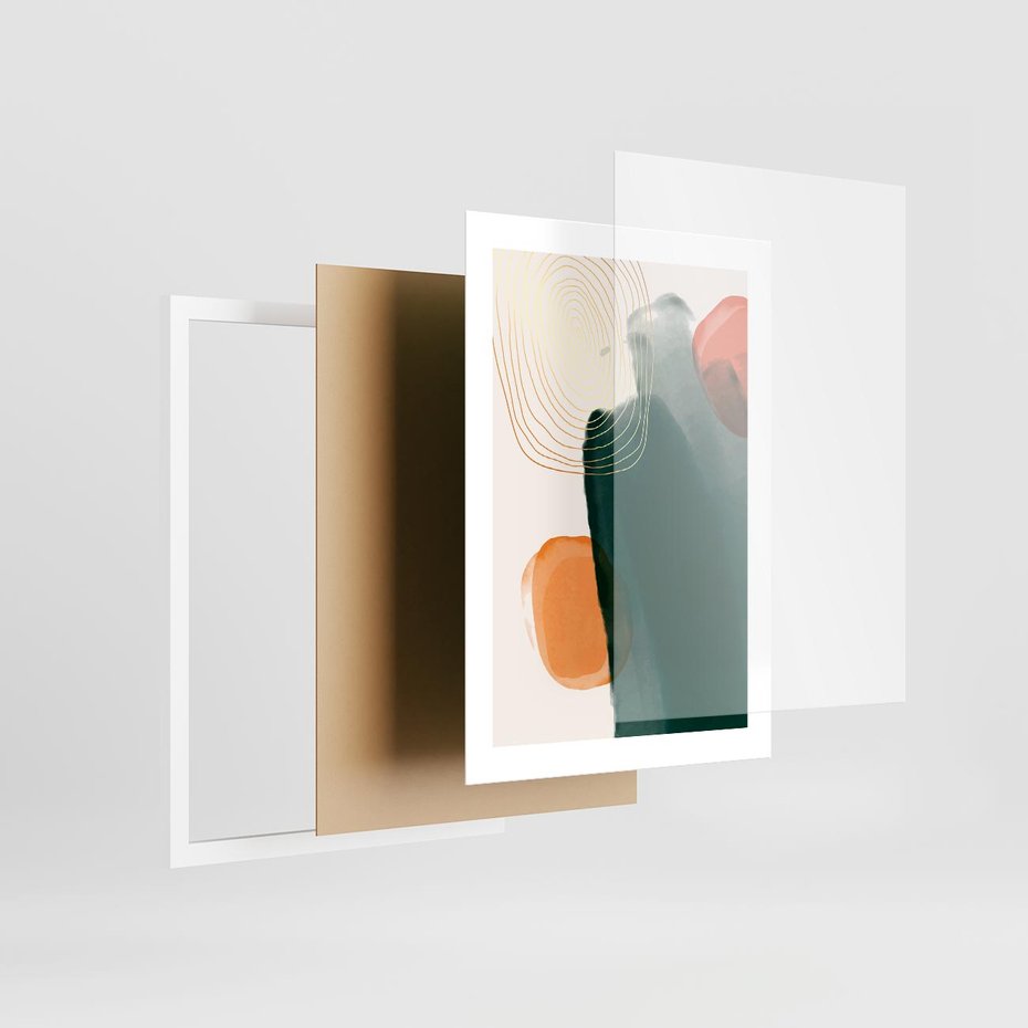 Plakat w ramie 30x40 - Modernistyczne Spektrum - abstrakcyjna granatowa plama, akwarela - rama biała