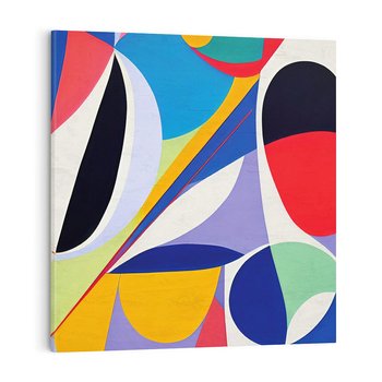 Obraz na płótnie 50x50 - Kolorowe Przesunięcia Kształtów - abstrakcyjny obraz olejny, żywe kolory