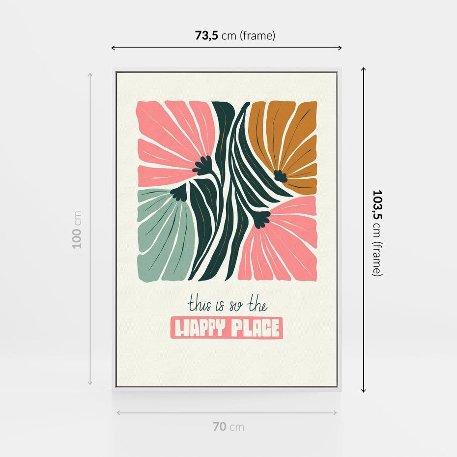 Obraz w ramie 70x100 - Impresje kwiatowej abstrakcji - retro kwiatowa grafika, kompozycja - rama biała