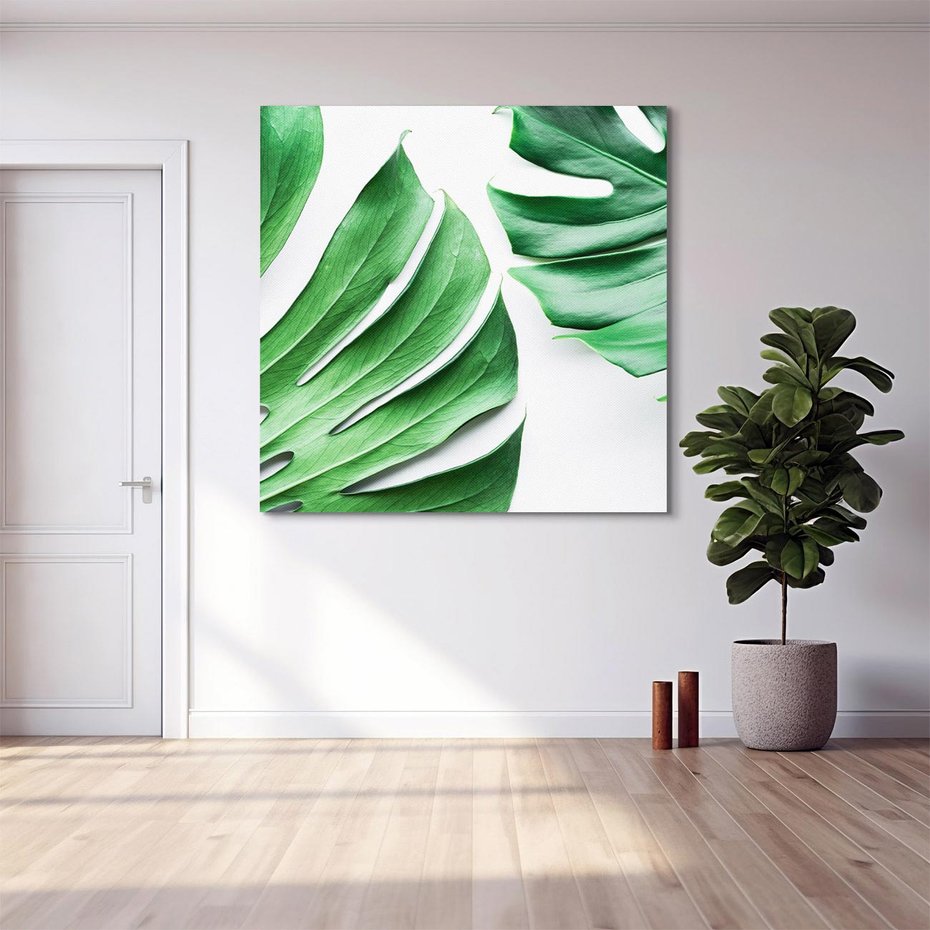 Obraz na płótnie 40x40 - Monstera - Liście Kwiaty - monstera, liście