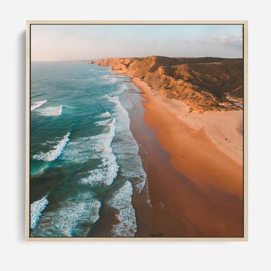 Obraz w ramie 50x50 - Z Lotu Ptaka - fotografia, plaża - rama drewno