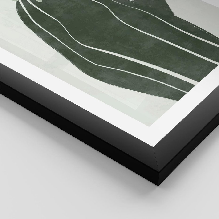 Plakat w ramie 50x70 - Zieleń Inspirującego Życia - zielony plakat, minimalizm - rama czarna