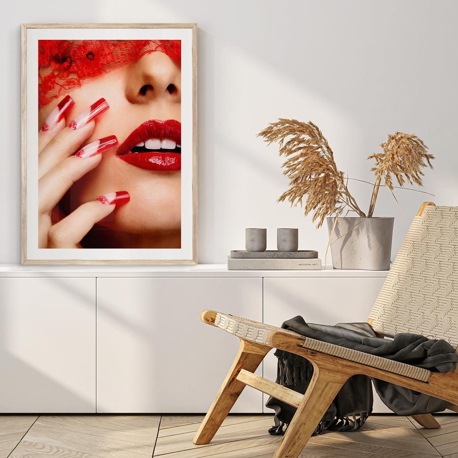 Plakat w ramie 40x50 - Piękno manicure: kolory i elegancja - paznokcie, manicure - rama drewno