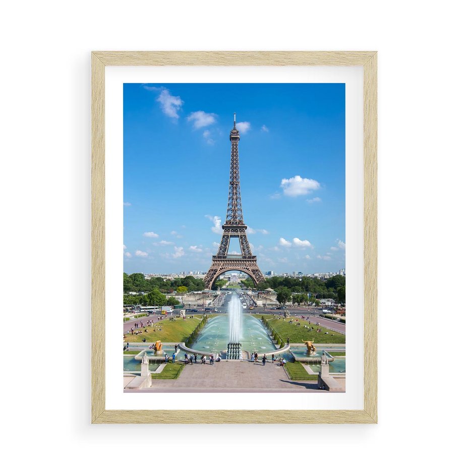 Plakat w ramie 50x70 - Wieża Eiffla - Eiffla, Paryż - rama drewno