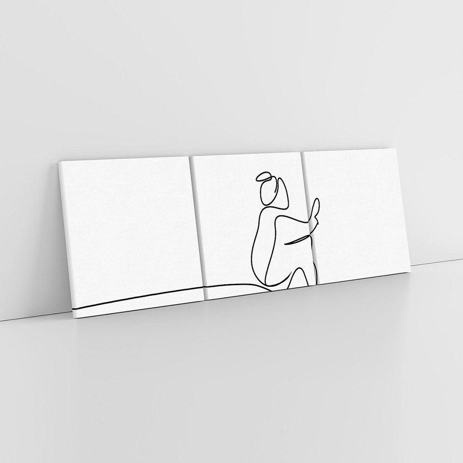 Obraz na płótnie 90x30 - Linie Wewnętrznej Refleksji - line art, szkic