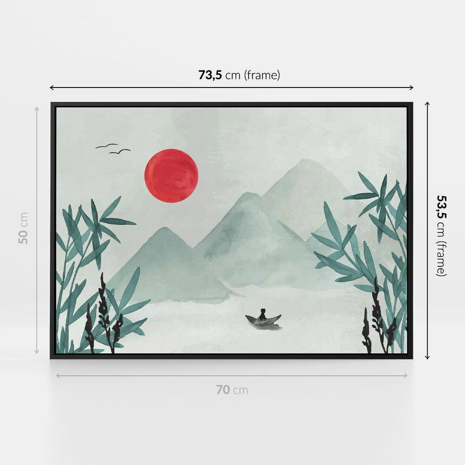 Obraz w ramie 70x50 - Zaklęte Wzgórza - krajobraz, japonia - rama czarna