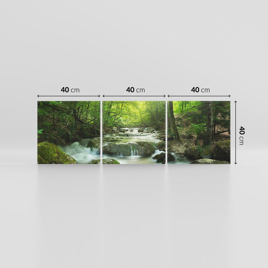 Obraz na płótnie 120x40 - Ukojenie strumienia: Spotkanie z naturą - strumyk, las