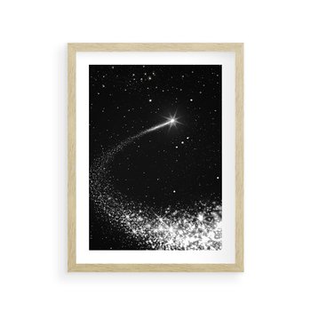 Plakat w ramie 30x40 - Kometa wśród gwiazd - kometa, gwiazdy - rama drewno