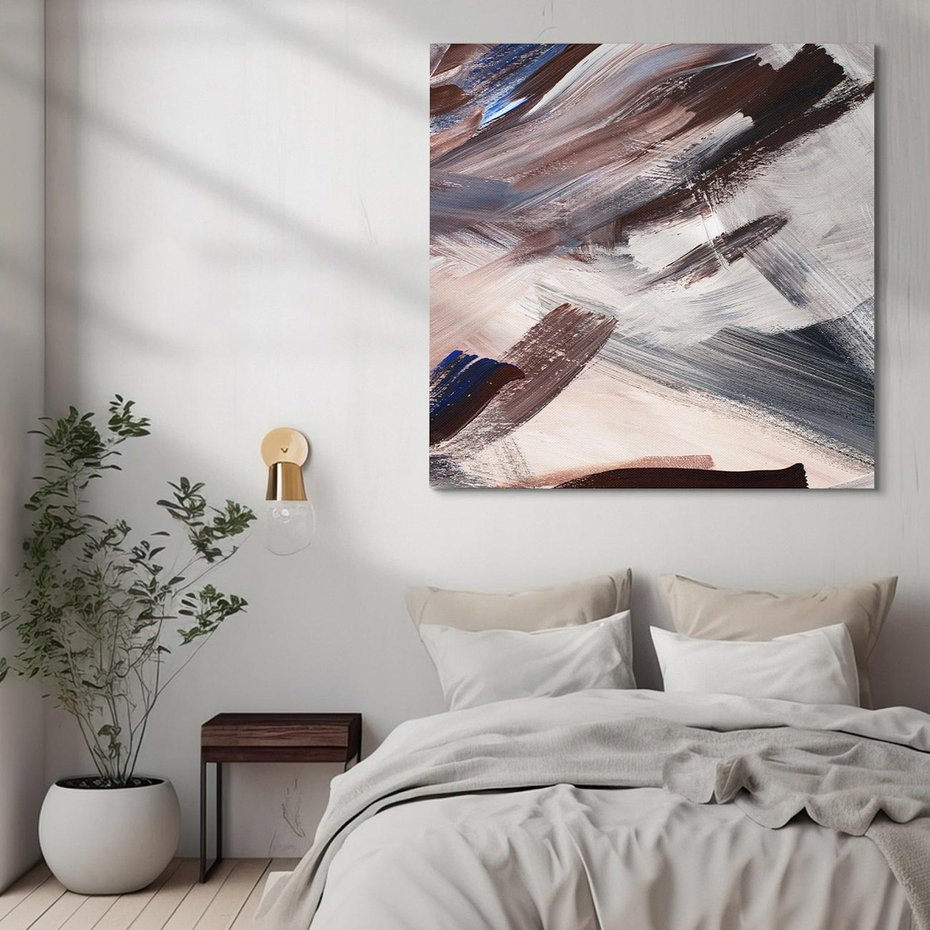 Obraz na płótnie 60x60 - Eksploracja Dramaturgii - abstrakcyjny chaos, chatyczne maźnięcia pędzla