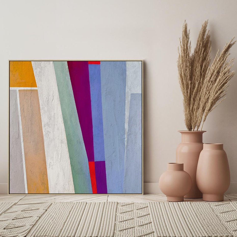 Obraz w ramie 80x80 - Księga Ukrytych Odbić - abstrakcyjne dziwne kształty, olejny obraz - rama drewno