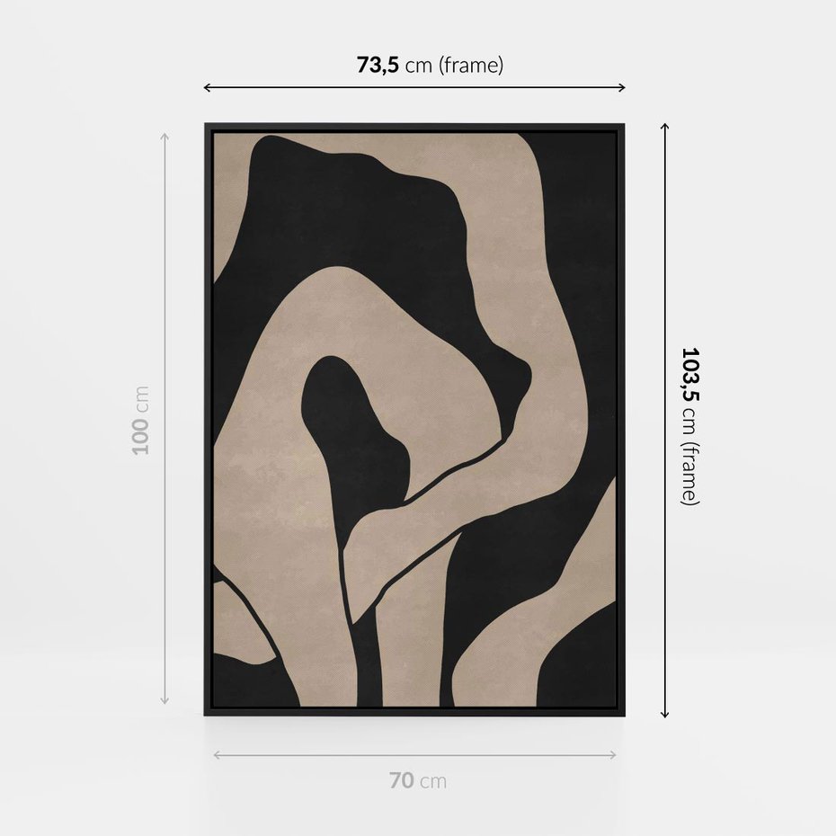 Obraz w ramie 70x100 - Nocne Pochłonięcia - abstrakcyjne linie, mroczny plakat - rama czarna