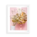 Plakat w ramie 40x50 - Blask Natury - złote, liście - rama biała