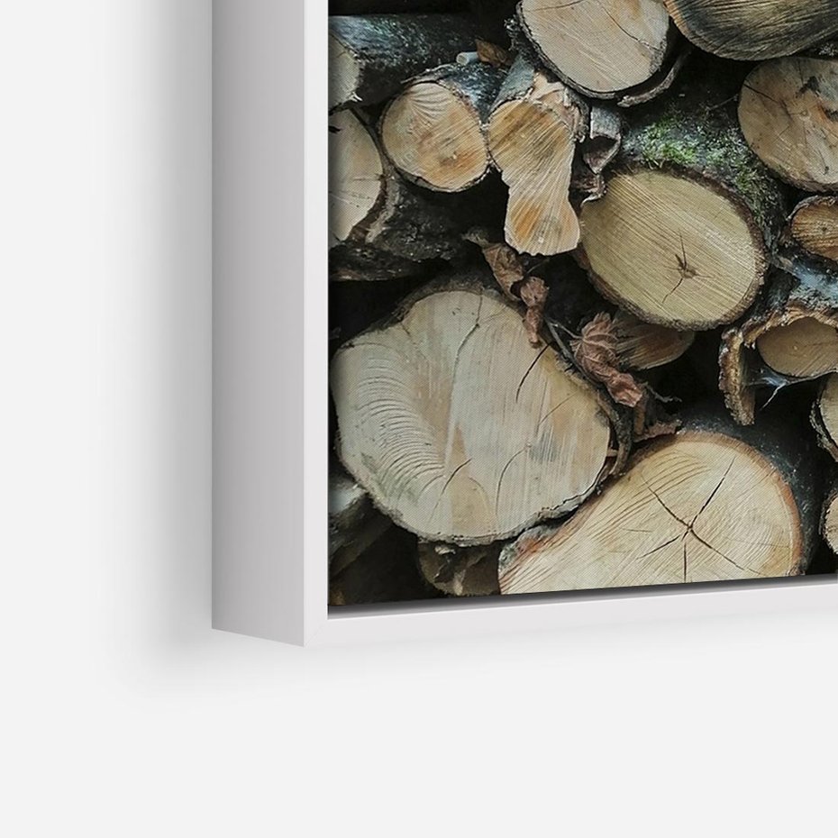 Obraz w ramie 120x80 - Bliskość Natury - drewno, las - rama biała