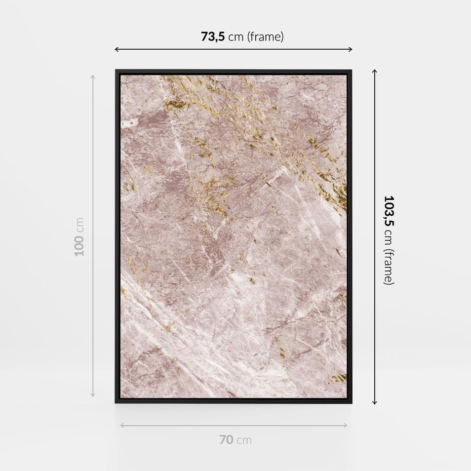 Obraz w ramie 70x100 - Wyjątkowa Stylizacja - marmur, złoto - rama czarna