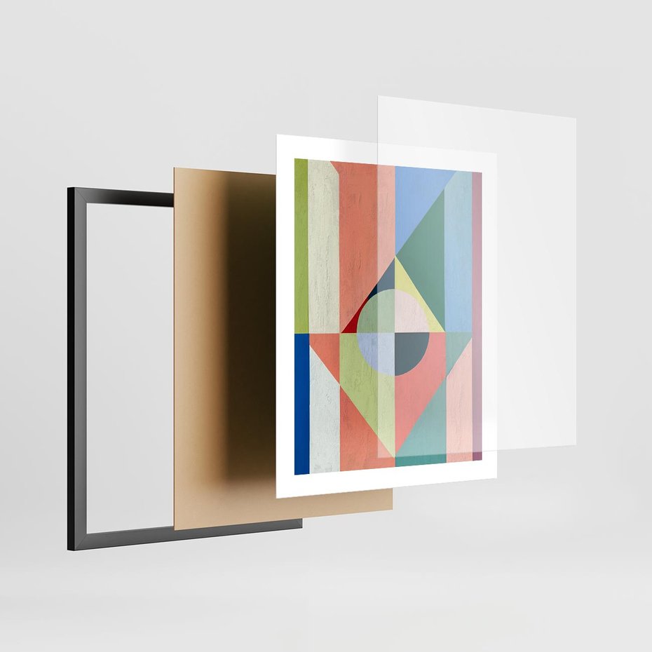 Plakat w ramie 40x50 - Księga Kolorowych Wizji - różne geometryczne formy, koła - rama czarna