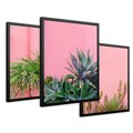 Zestaw obrazy w ramie 40x50 galeria - Liście, kaktusy, rośliny, pastele, retro - rama czarna