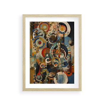 Plakat w ramie 40x50 - Podróżne Wizje Aberracji - abstrakcyjny obraz, mnogość kolorów - rama drewno