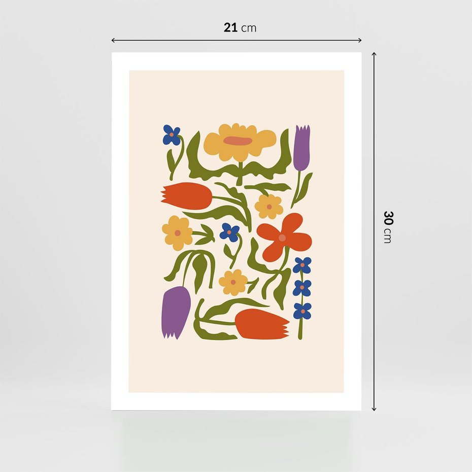 Plakat bez ramy 21x30 - Minimalistyczna Harmonia - kwiaty, sztuka nowoczesna
