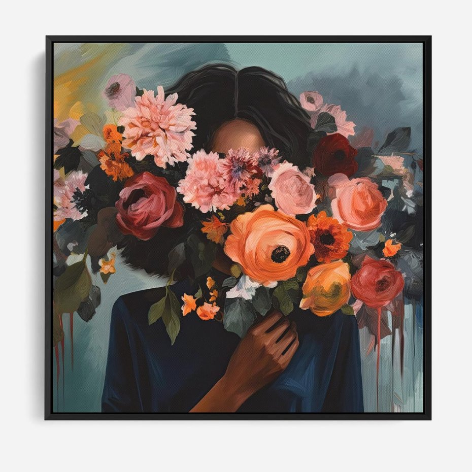 Obraz w ramie 50x50 - Ukryte Emocje - obraz, akwarela - rama czarna