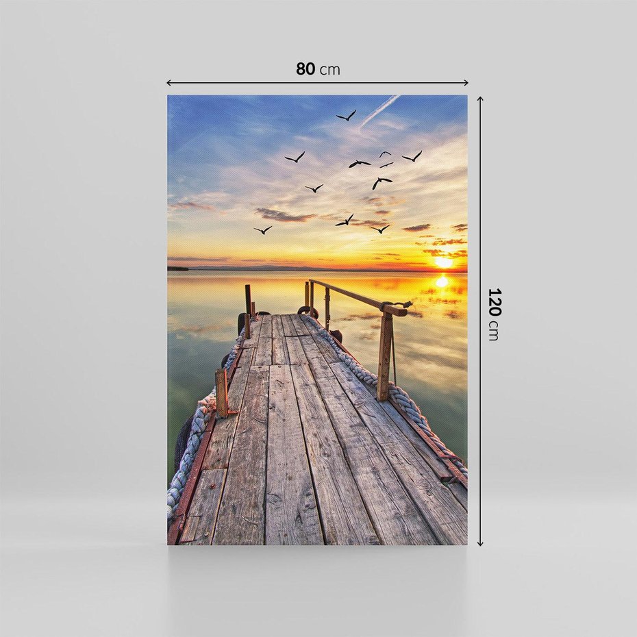 Obraz na płótnie 80x120 - Spokojny pomost nad jeziorem - pomost, jezioro