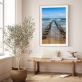 Plakat w ramie 30x40 - Falochron na brzegu morza - falochron, morze - rama drewno