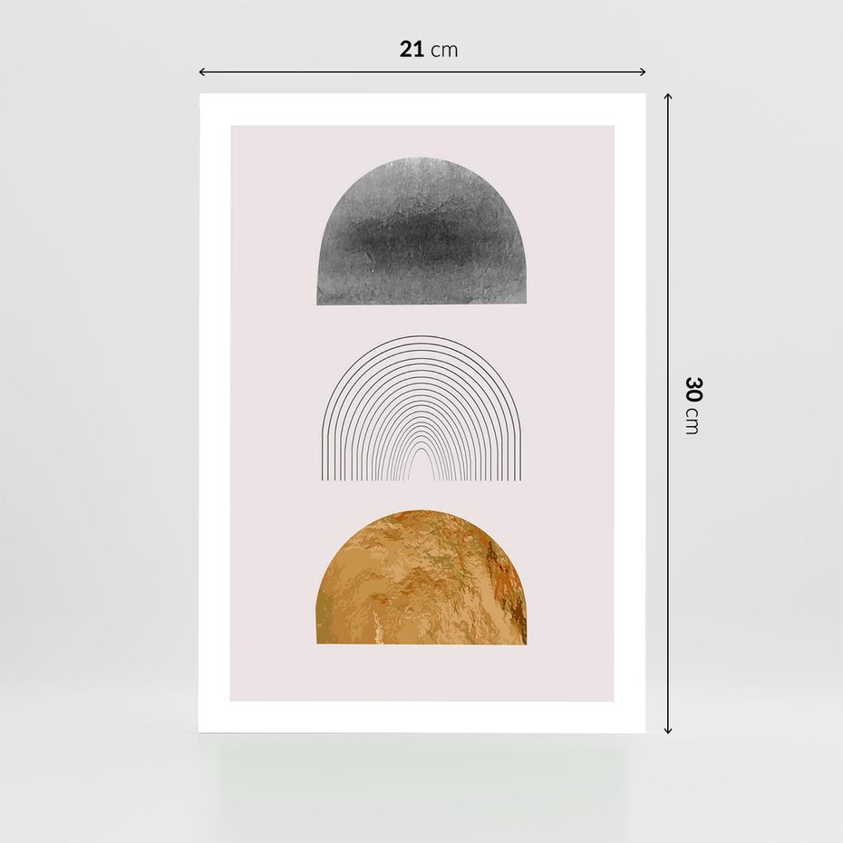 Plakat bez ramy 21x30 - Piękno wGeometrycznych Kształtach i Złocie - nowoczesna geometryczna grafika, złote elementy