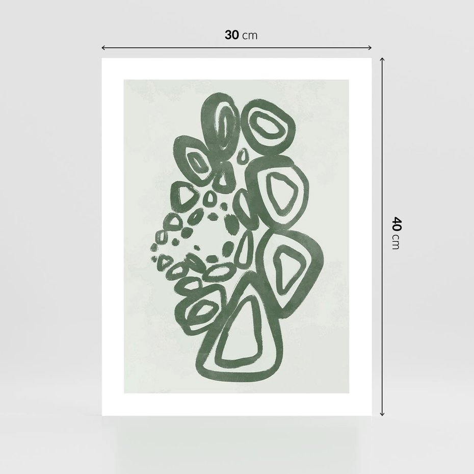 Plakat bez ramy 30x40 - Migotliwe Widzenia Zieleni - zielona abstrakcja, zgaszona zieleń