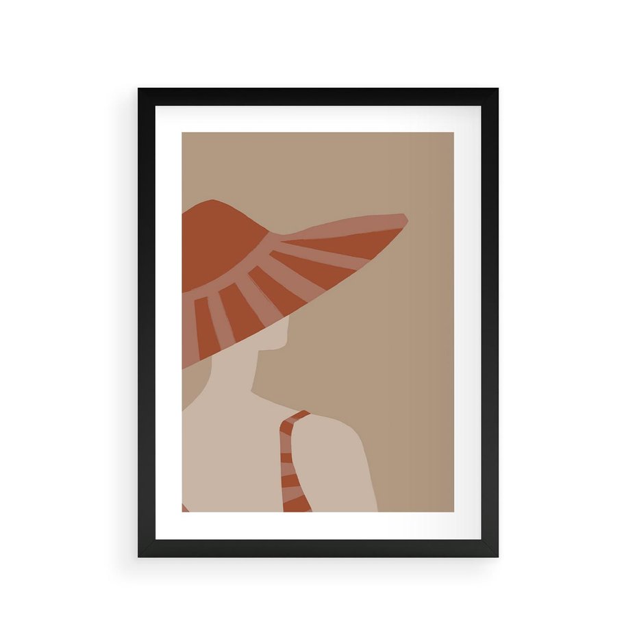 Plakat w ramie 30x40 - Kobiecy Portret - plakat retro, kobieta w kapeluszu - rama czarna
