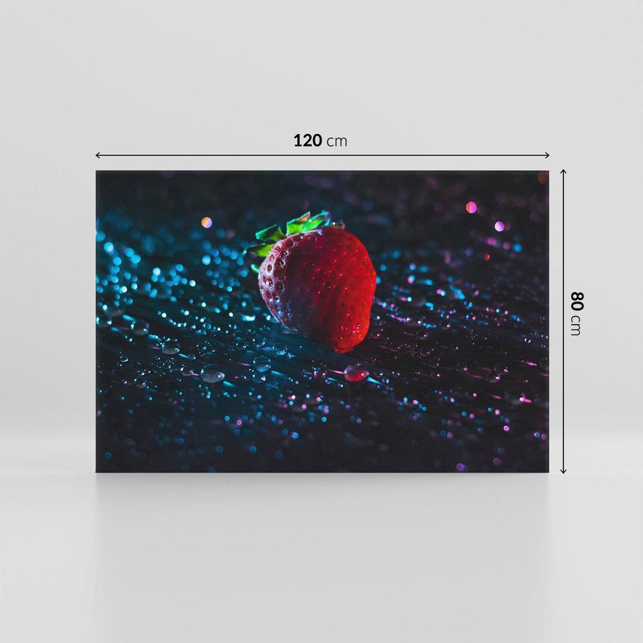 Obraz na płótnie 120x80 - Truskawka Kropelkowy Urok - truskawka, krople