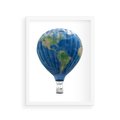 Plakat w ramie 30x40 - Podróżniczy balon nad ziemią - balon, ziemia - rama biała