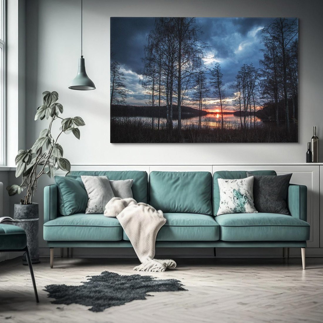 Obraz na płótnie 120x80 - Złote odbicie zachodu słońca na jeziorze - zachód, słońca