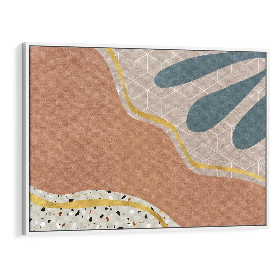 Obraz w ramie 120x80 - Tańczący w deszczu pigmentów - abstrakcyjne formy, rozlane farby - rama biała