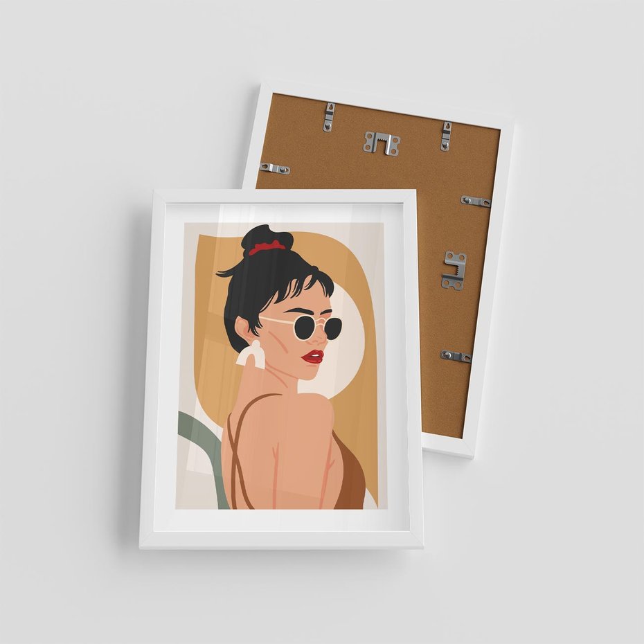 Plakat w ramie 30x40 - Kobieca Przenikliwość - nowoczesny plakat, styl retro - rama biała