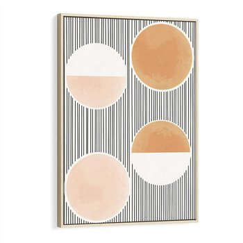 Obraz w ramie 80x120 - Przenikające Kształty - abstrkacyjna nowoczesna sztuka, koła okręgi - rama drewno