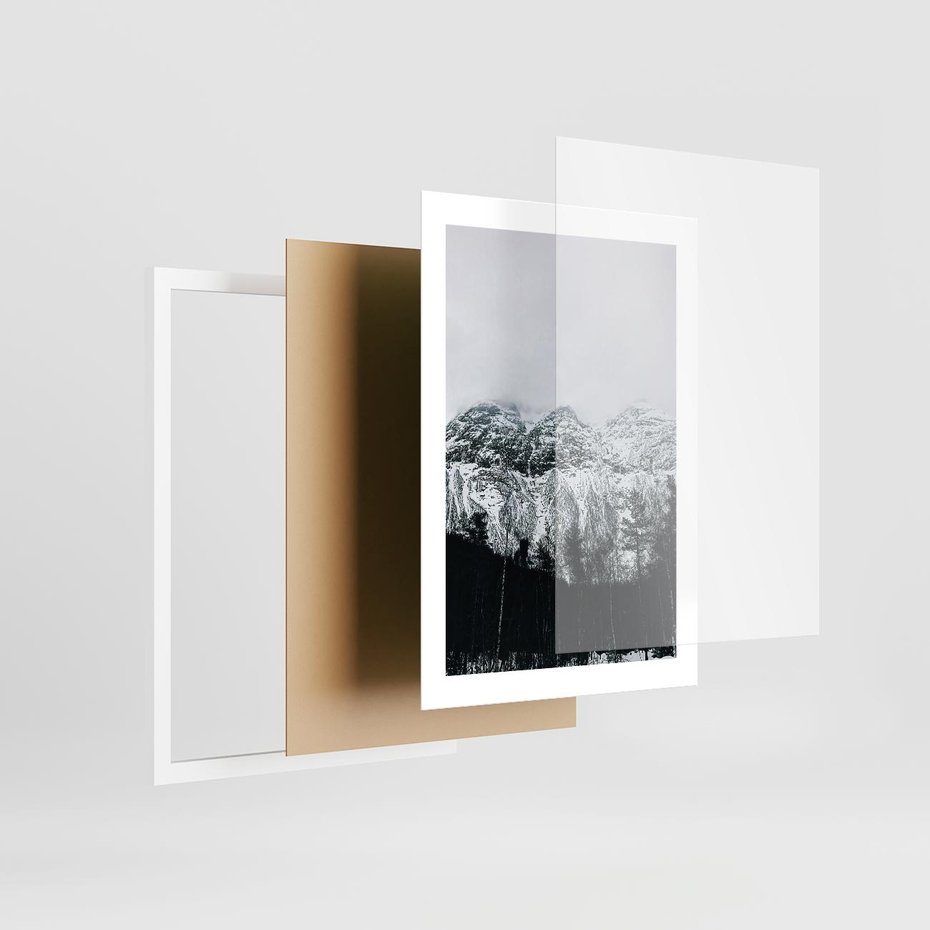 Plakat w ramie 30x40 - Zimowe Uroki Gór - góry ośnieżone, krajobraz górski - rama biała