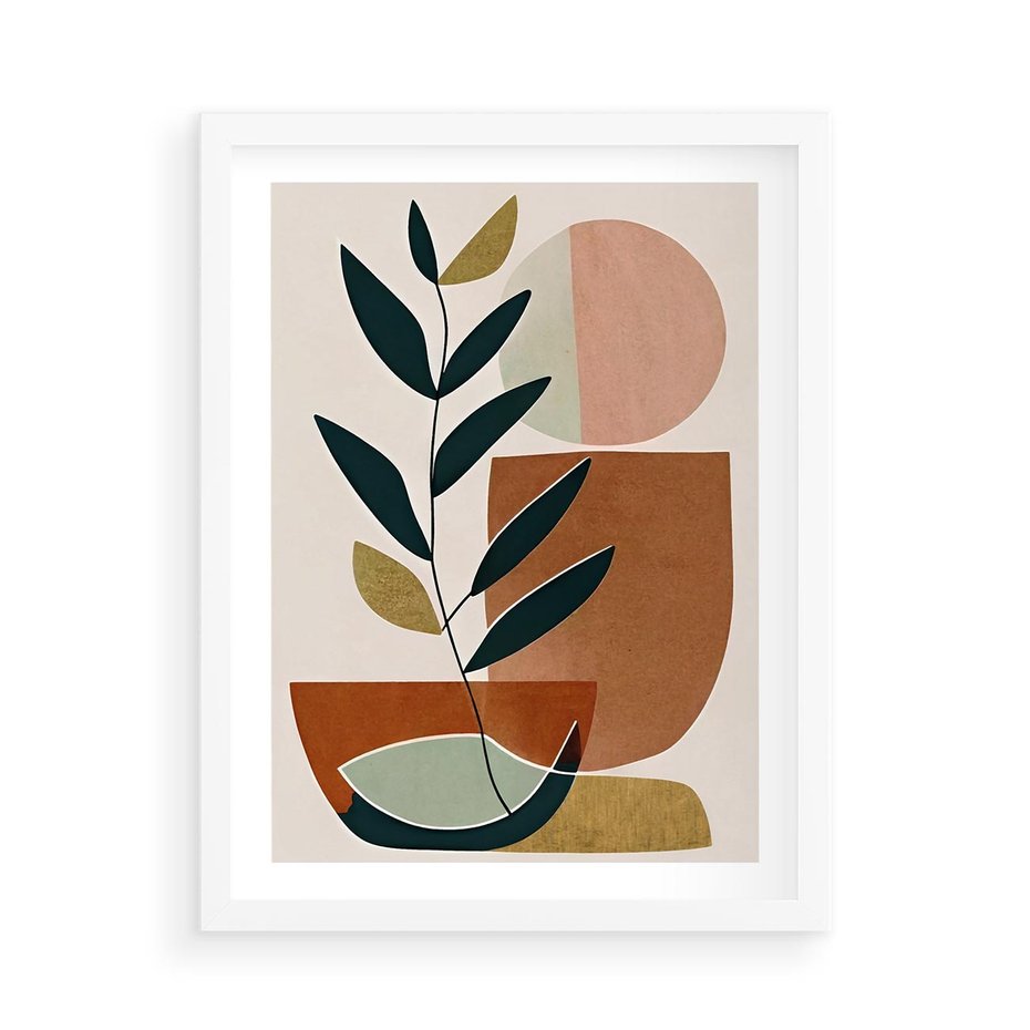 Plakat w ramie 50x70 - Boho Taniec Stylu - boho obraz, abstrakcja - rama biała