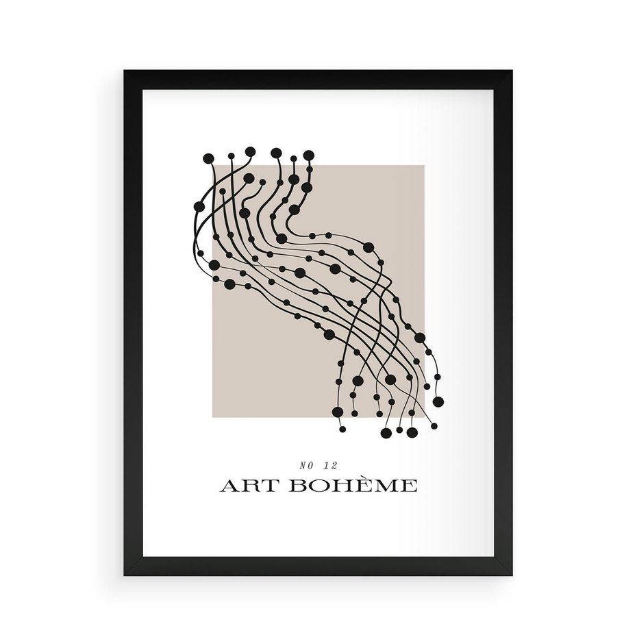 Plakat w ramie 50x70 - Migocące Konstrukcje Abstrakcji - sztuka minimalizmu, biało czarna rycina - rama czarna