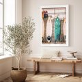 Plakat bez ramy 21x30 - Deski Surfingowe w Pionie - deski surfingowe, ustawione pionowo